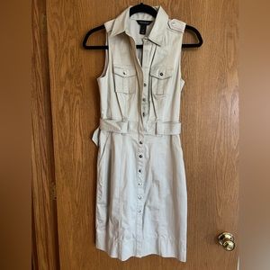 White House Black Market Beige Utility / Safari Sleeveless Dress